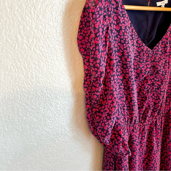 Eliot 100% Silk Floral Shift Women’s Mini Dress w/ Ruched Sheer Sleeves, Size 2 - Picture 3 of 8